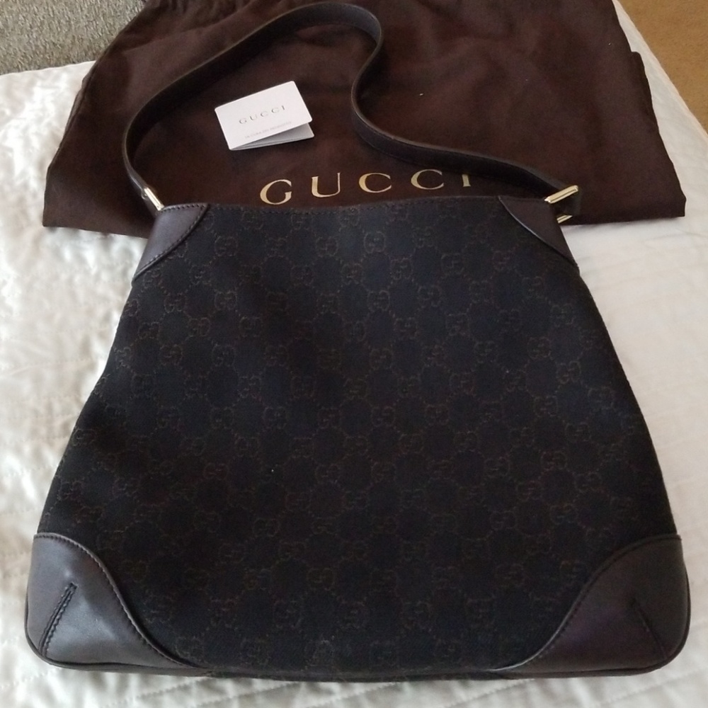 Authentic Gucci Canvas Handbag - Brown